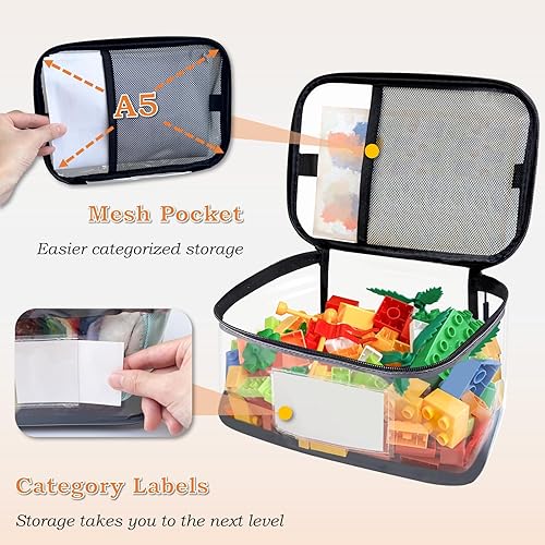 Miniatura 3 de Organizador de almacenamiento de juguetes grande mejorado, bolsas de almacenamiento de juguetes transparentes con etiqueta y bolsillo manual para