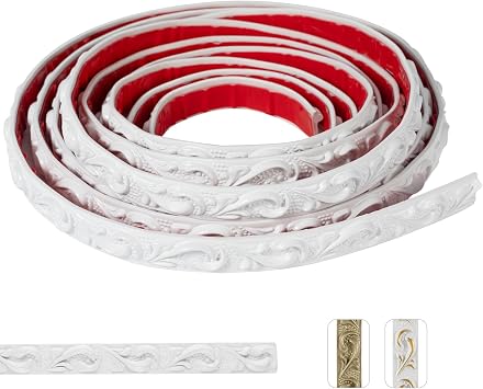 0.8" x16.4FT White Peel and Stick Crown Molding Trim - Flexible PVC Molding for Mirror Frames, Wall Decor & Furniture Accents