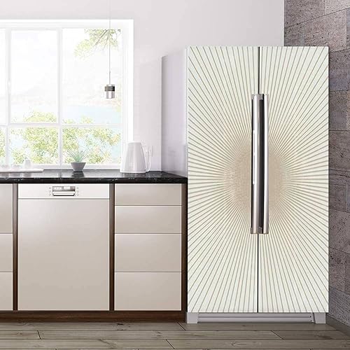 Miniatura 3 de Juego de envolturas de vinilo autoadhesivo bohemio para refrigerador, diseño abstracto de sol, minimalista, para pared, geométrico, abstracto, para