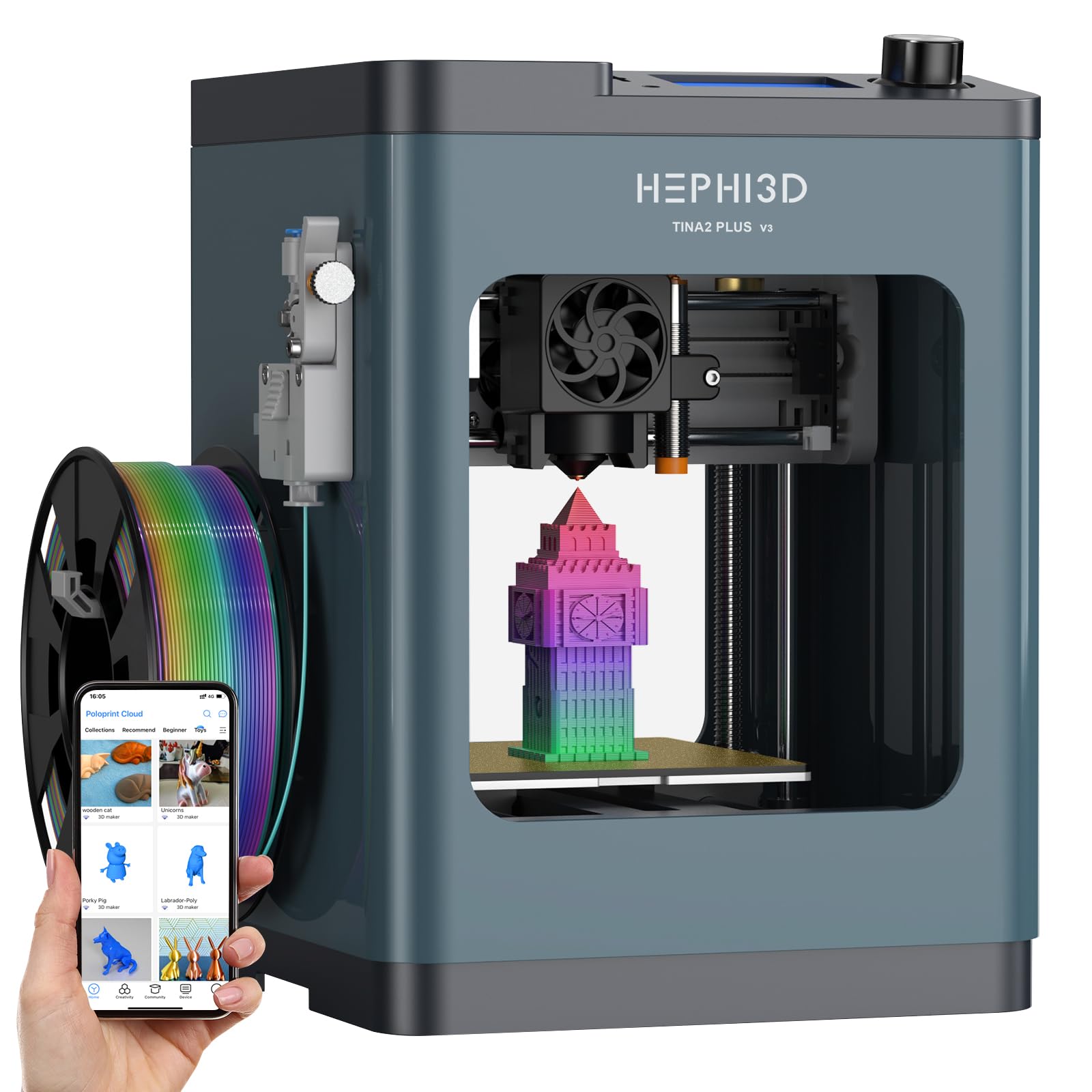Hephi3d TINA2 Plus Beginner 3D Printer Friendly for Kids, Fully Assembled