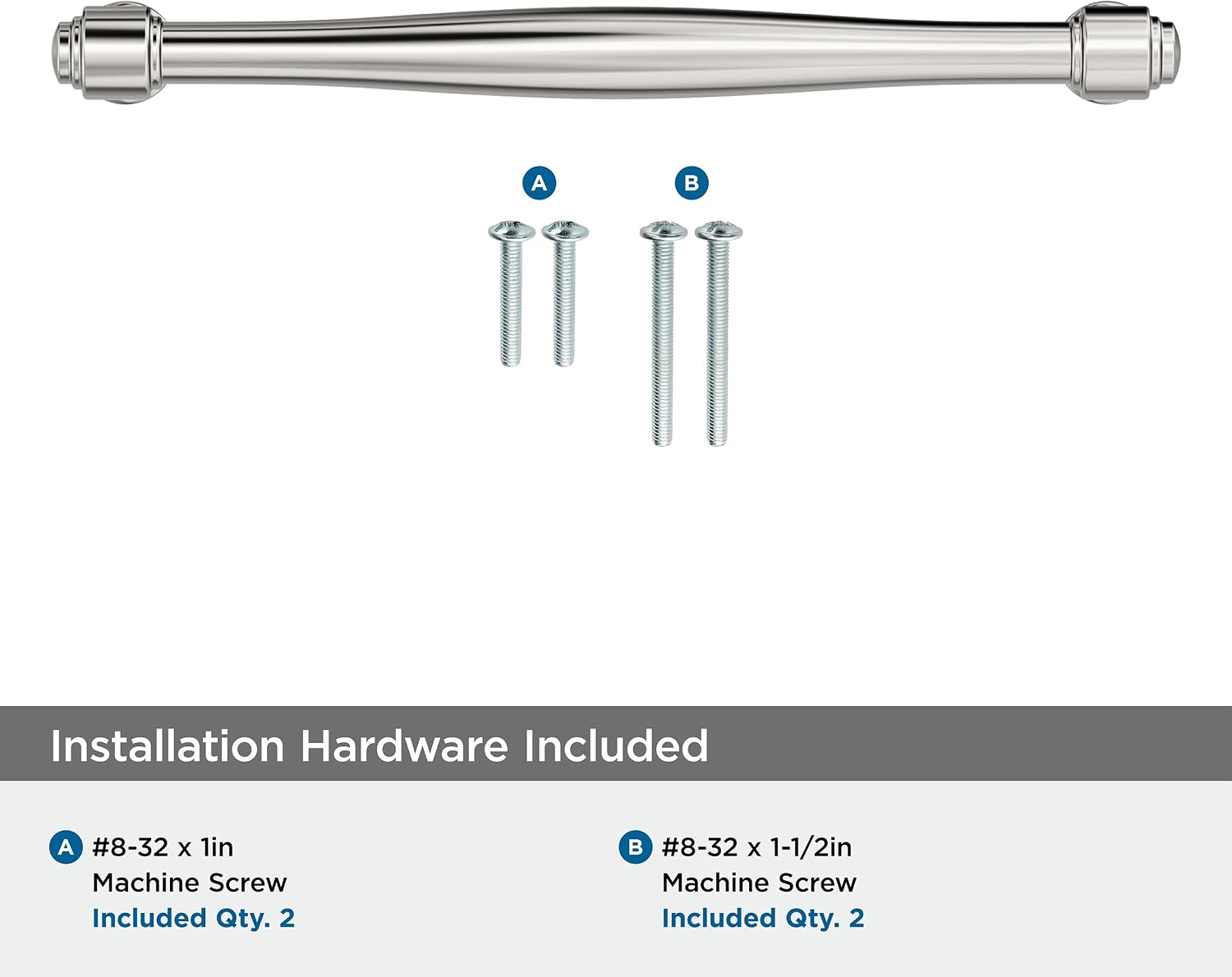Amerock Enlivity 6-5/16 inch (160mm) Center-to-Center Polished Nickel Cabinet Pull, BP37724PN