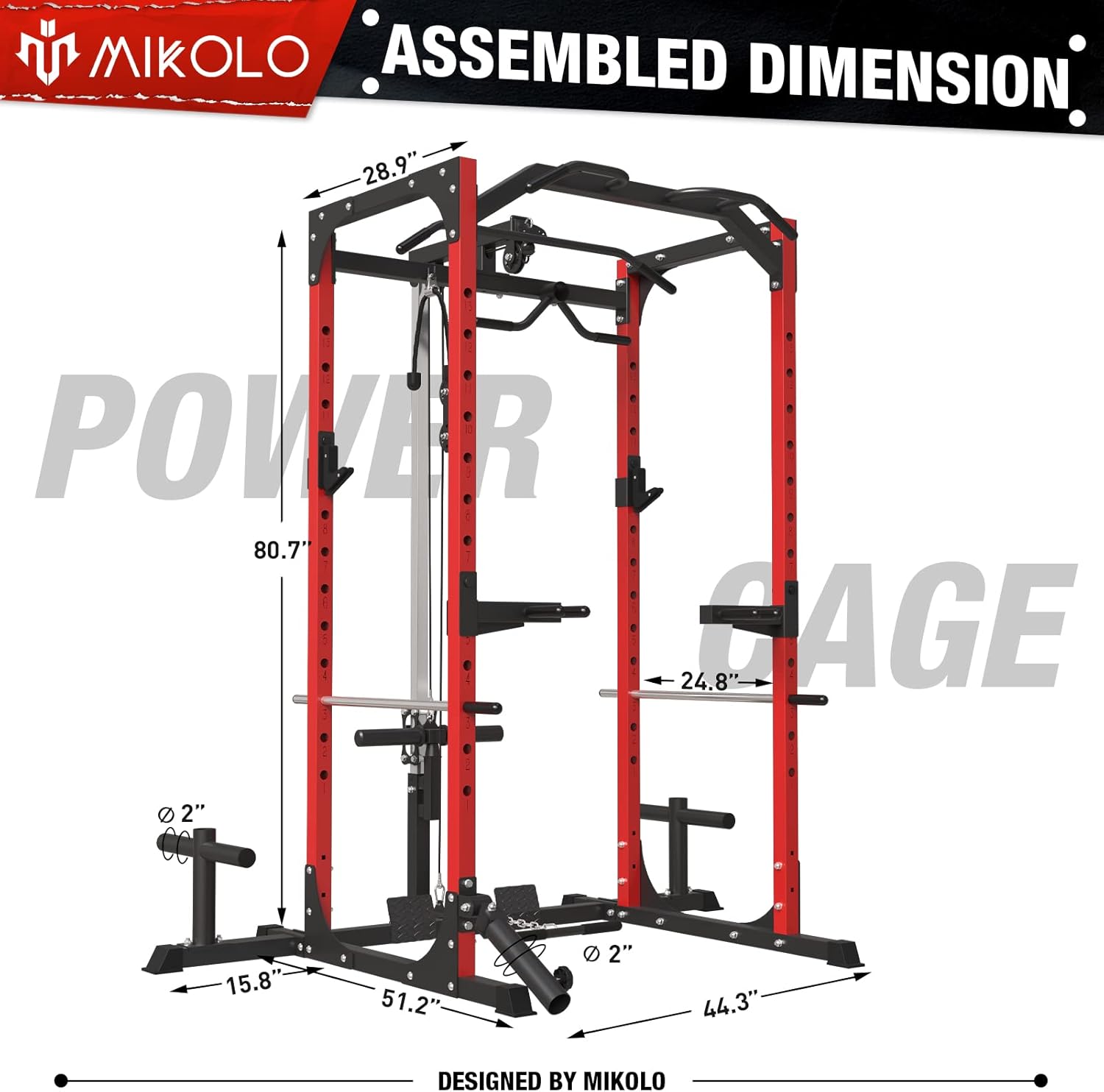 Mikolo Power Cage, Power Rack with LAT Pulldown, 1200 Pounds Capacity Workout Cage with More Training Attachments, Squat Rack for Home Gym, F4-301 : Sports & Outdoors