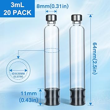 20 Pack 3ml Pen Cartridge, Cartridges for Peptide, V1-V2 Pens, Individually Wrapped (20)