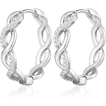 INBOLM Sterling Silver Hoop Earrings for Women Lightweight Silver Twisted Hoops Earrings for Women,Sterling Silver Jewelry Collection, Small Silver Hoop Earrings