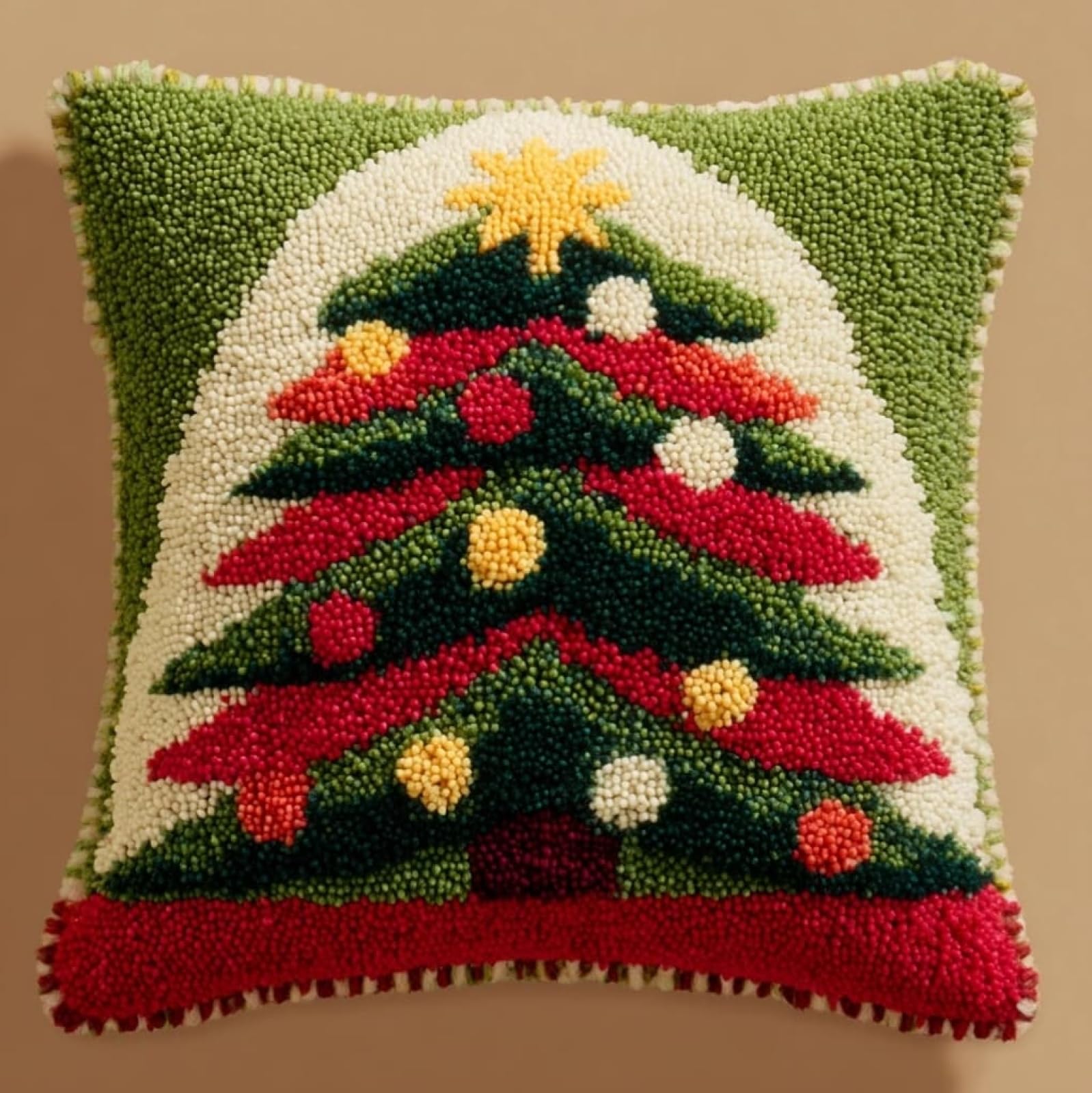 WallustrioaW Latch Hook Cushion Kits,Christmas Tree