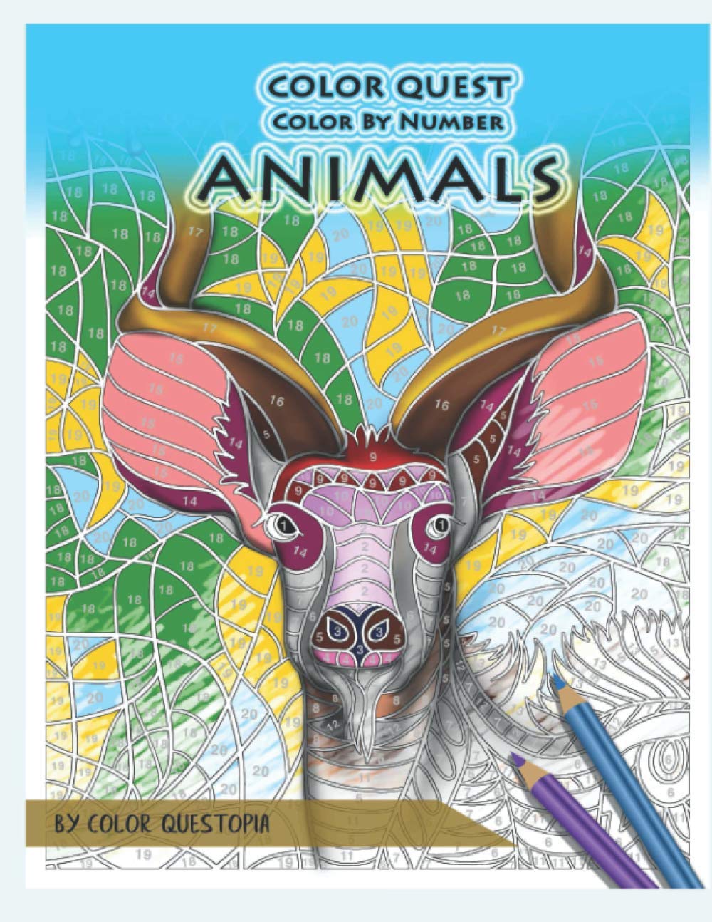 Independently Published Color Quest Color by Number Animals: Jumbo Adult Coloring Book for Stress Relief