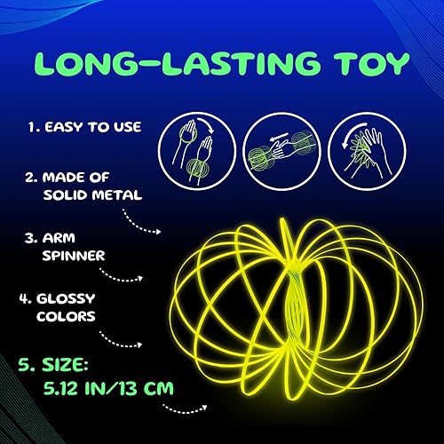 Vista 17 de Mozi Pulsera geométrica de flujo mágico – fácil de usar – Pulsera 3D de juguete en espiral, pulsera giratoria en espiral para niños y adultos