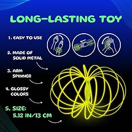 Mozi Glozi Geometric Magic Flow Bracelet - Easy to Use - 3D Bracelet Spiral Toy, Glowing Spinning Bracelet Spiral for Children and Adults (Yellow)