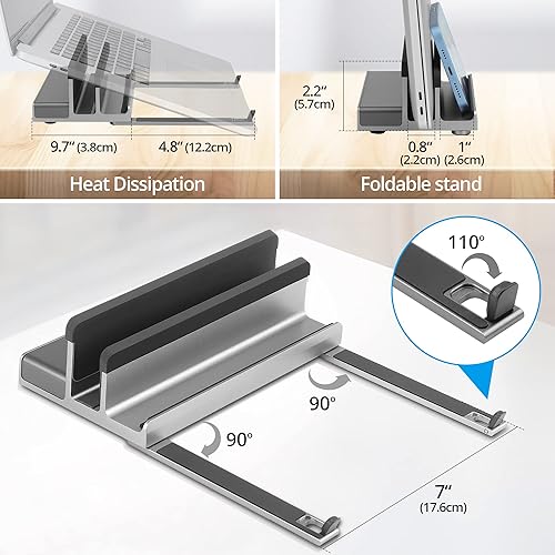 Miniatura 3 de Soporte para portátil USB-C de 14 pulgadas con estación de acoplamiento de doble pantalla, concentrador de soporte para tableta, organizador de
