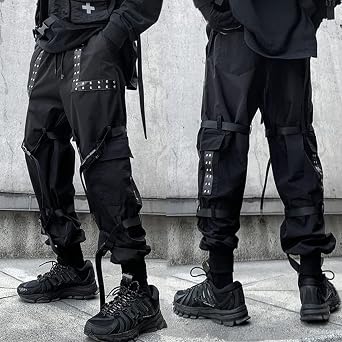 Mens Joggers Pants Cargo Pants Outdoor Fashion Hip Hop Streetwear Casual Jogging with Drawstring