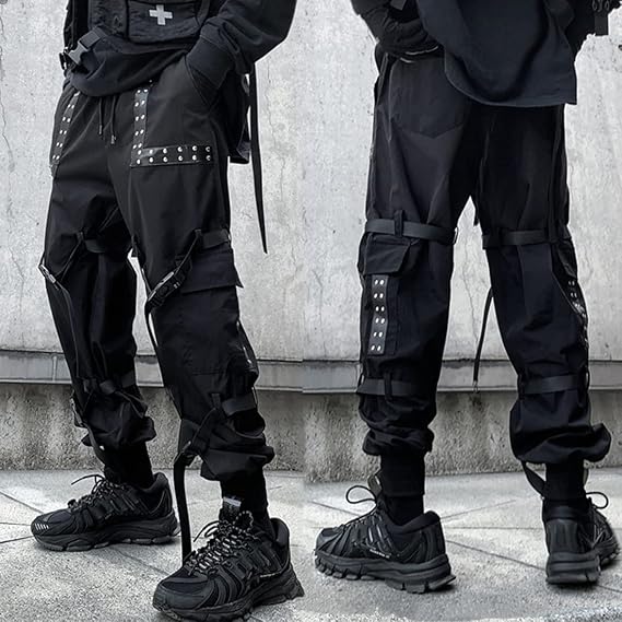Mens Joggers Pants Cargo Pants Outdoor Fashion Hip Hop Streetwear Casual Jogging with Drawstring