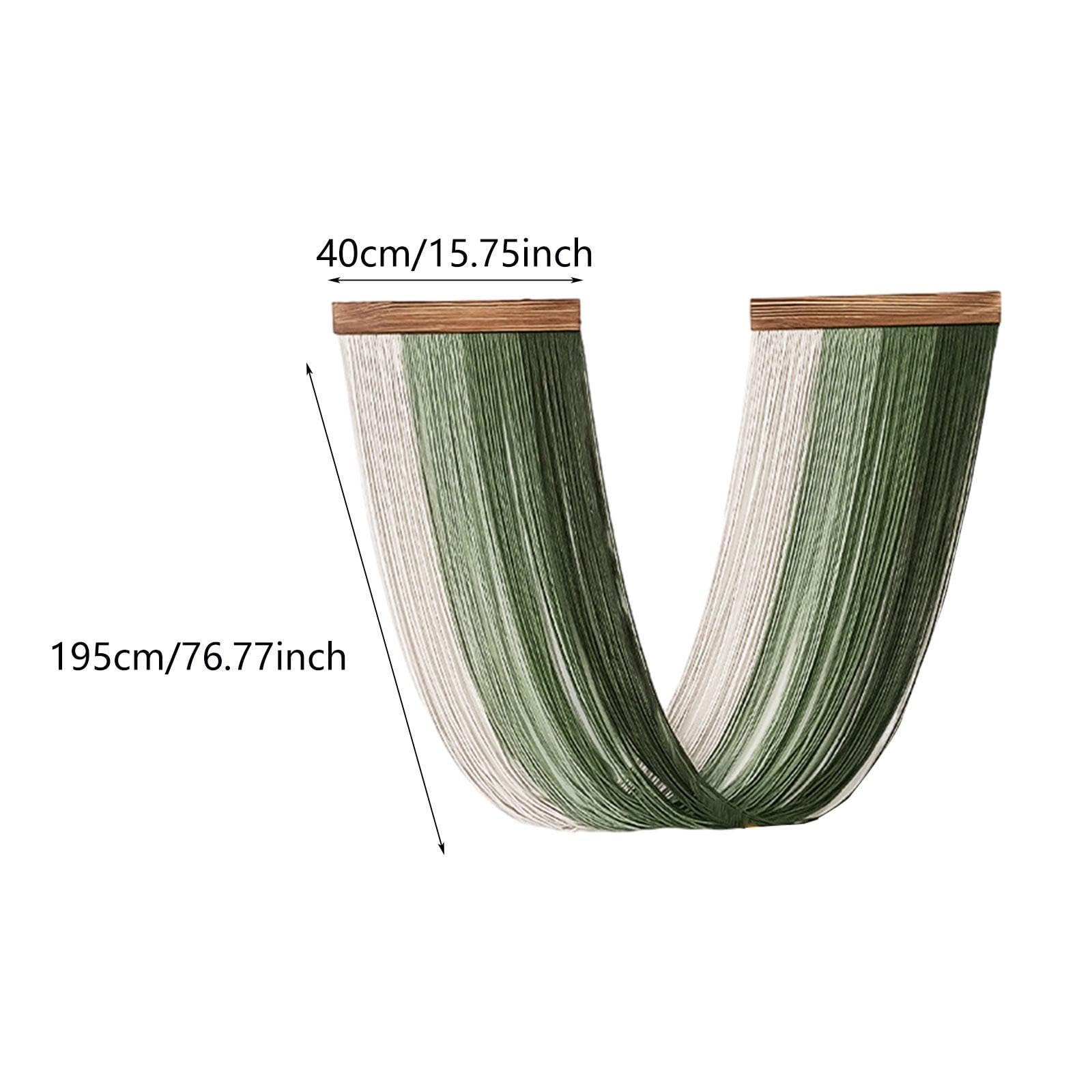 Tapiz Colgante de Macramé Tejido Artesanal Decoración de Pared Bohemia Elegante Diseño Moderno Creativo con Algodón Y Madera Adecuado para Dormitorio, Verde, Individual