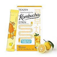 Vista 18 de TEAZEN Té de mango y guayaba y kombucha, mezcla de bebida hidratante, sin azúcar, probióticos vivos y prebióticos, 30 palitos, 5.29 onzas