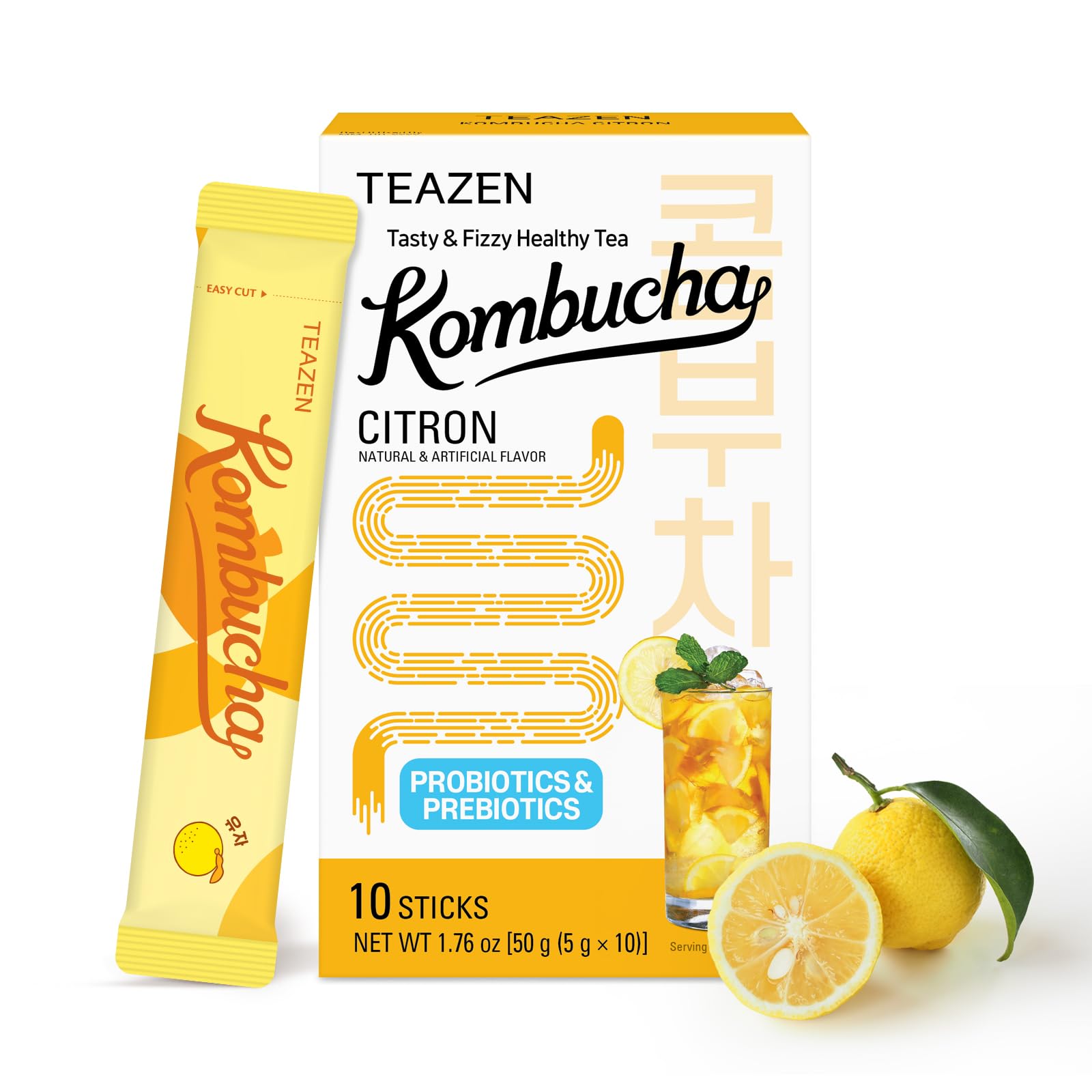 Amazon.com: TEAZEN Citron Kombucha Tea, Hydration Drink Mix, Sugar