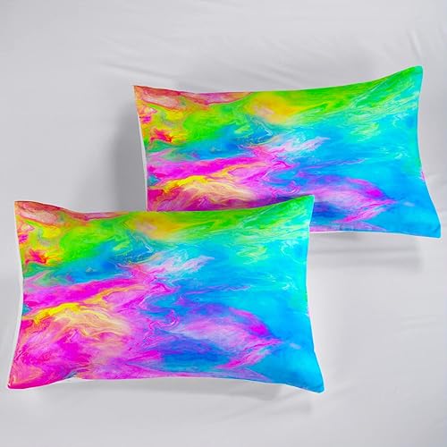 Miniatura 5 de AILONEN Juego de sábanas bajeras de teñido anudado, tamaño individual, estilo hiphop colorido superior para niñas, adolescentes y niños, juego de