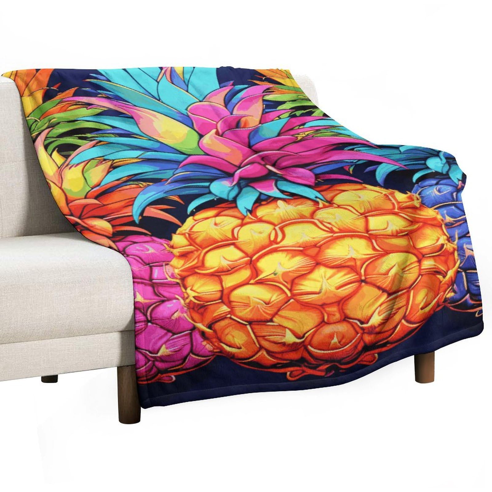Couverture flanelle ananas jeté de canapé cocooning pour soirées d'hiver