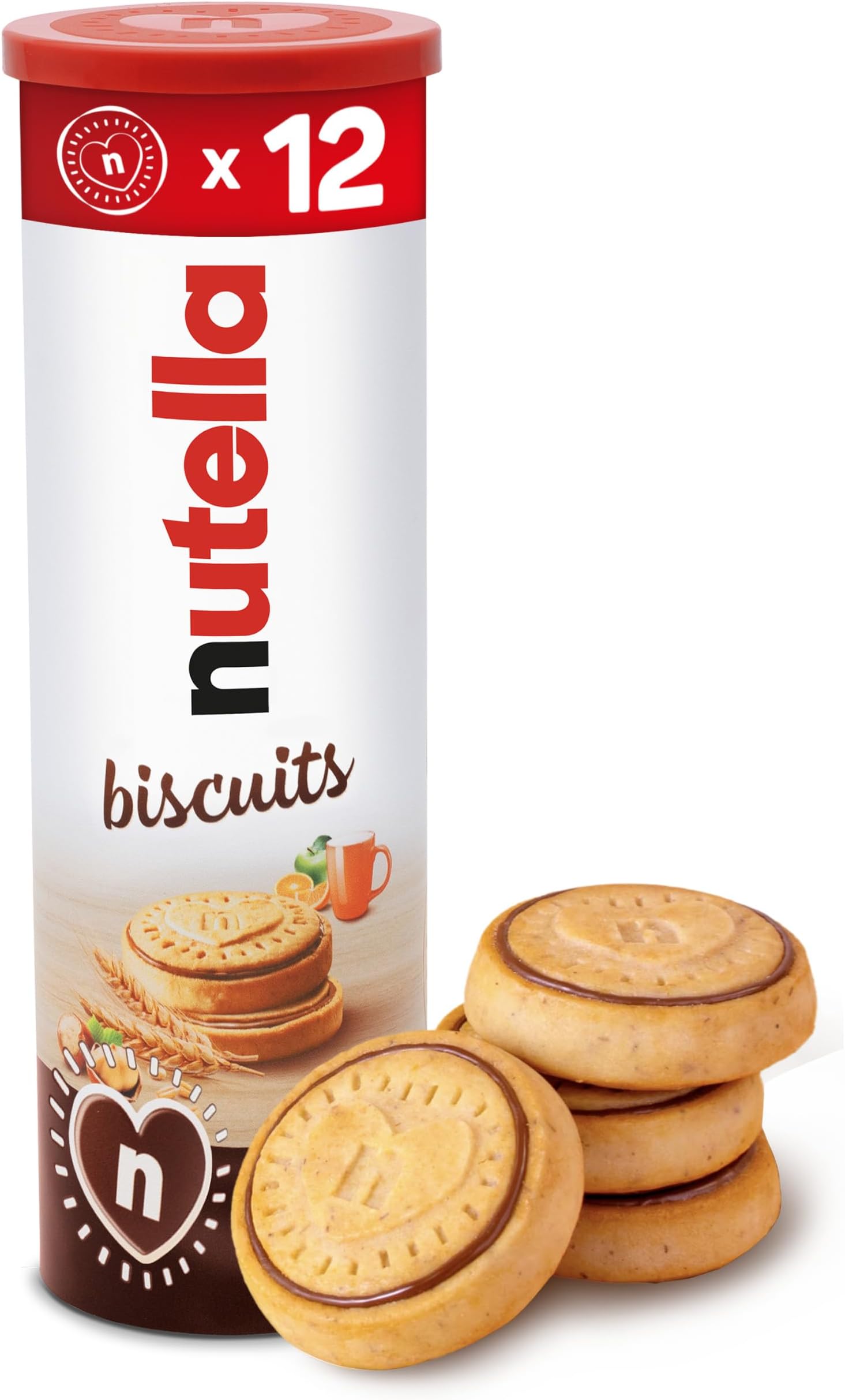 Chocolate Biscuits, Snacks, Party Food, Crunchy Biscuits with Creamy Nutella Spread Tube of 12 Biscuits, 166g