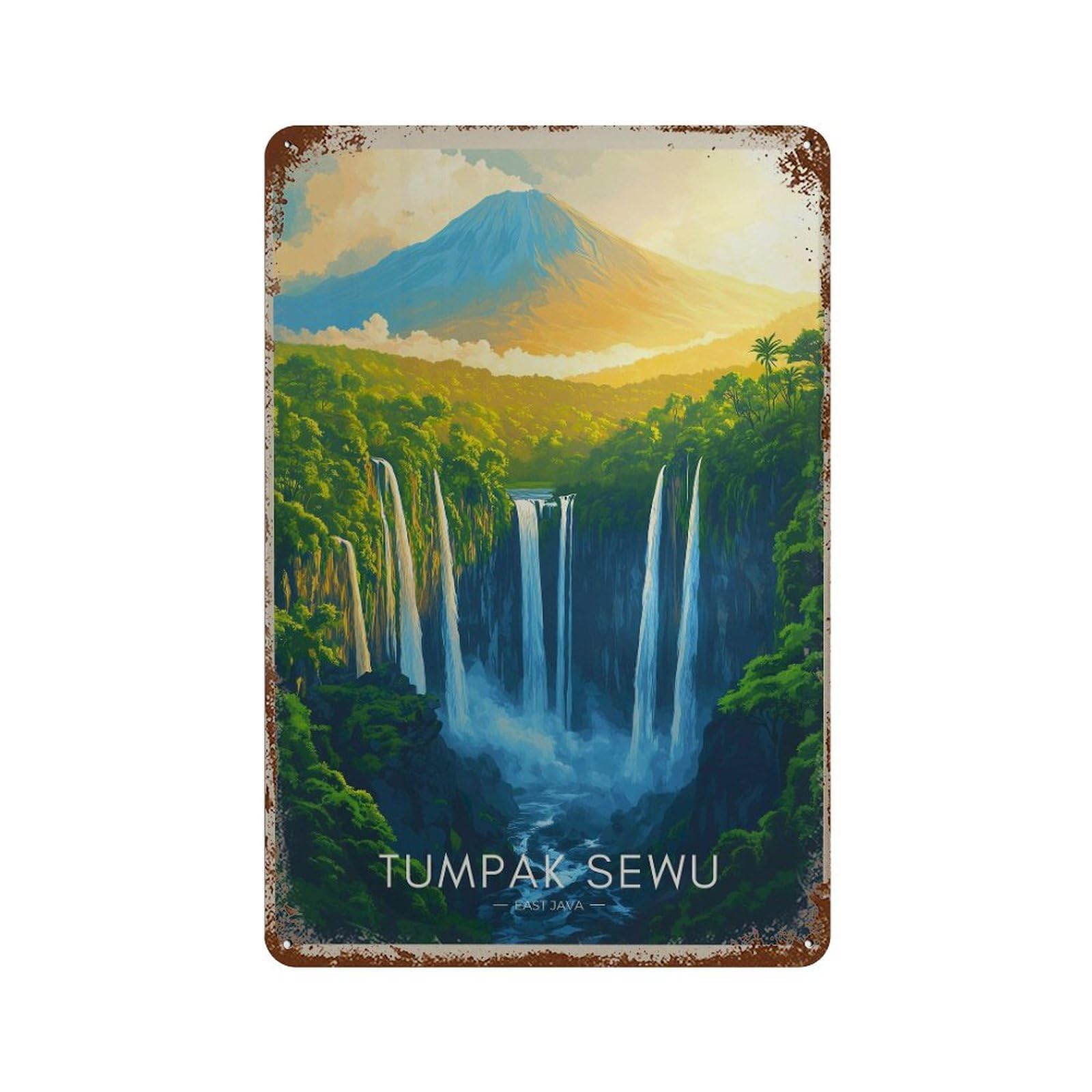 xiaoxiaoshen Tumpak Sewu Waterfall East Java Indonesia Travel (3) Wall Decor Art Metal Tin Poster Modern Home Decor Art Home Bar Shop Decorations Vintage Sign 30x20cm