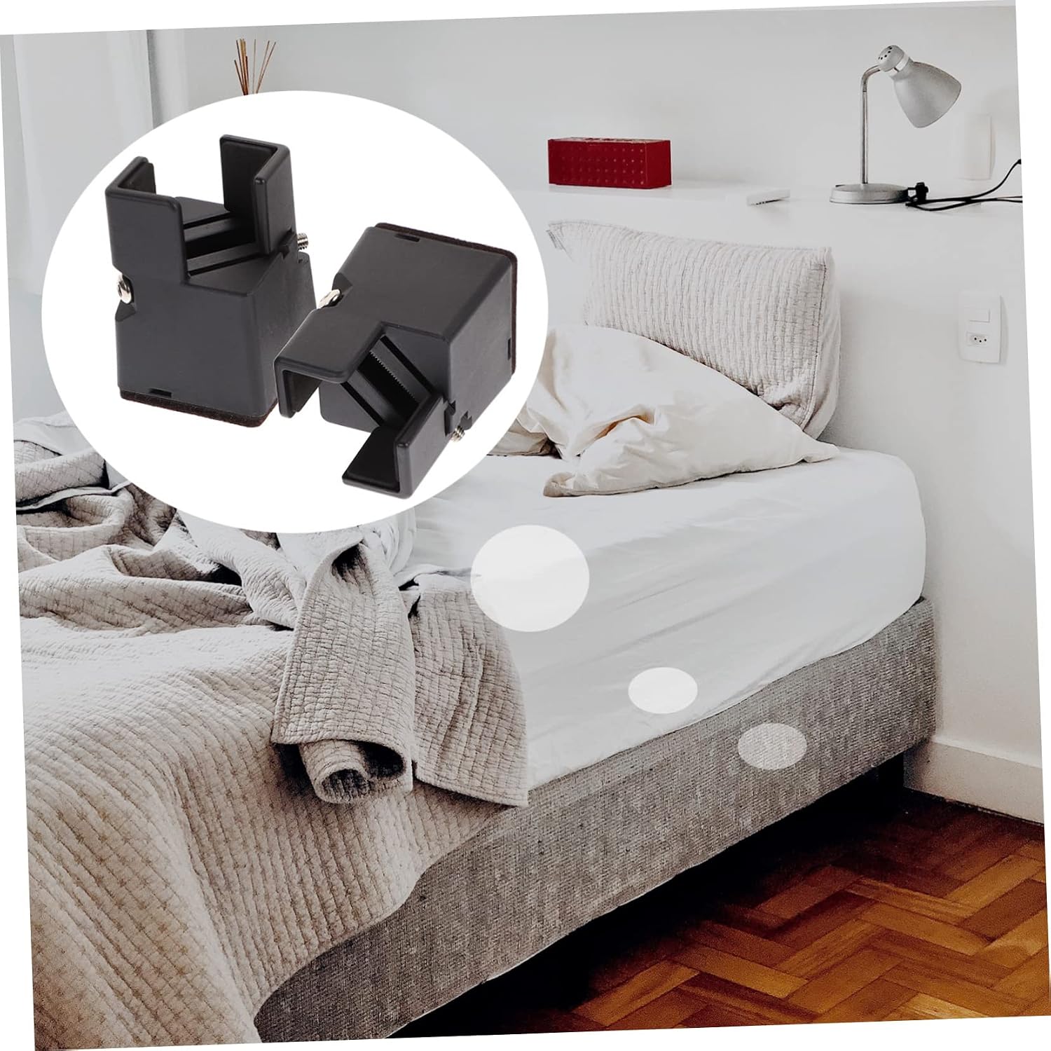Garneck Adjustable Bed Risers 2-Inch Height Increase Heavy Duty Furniture Supports for Bed Couch Sofa and Desk Legs 0.4-1.46 Inch Width for Dorm Rooms and Home Use