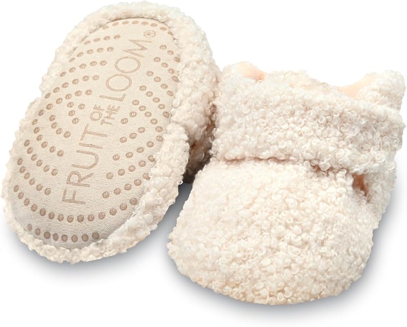 Fruit of the Loom Cozy Thermal Wrap Booties with Non-slip Grips for Baby Girls, Boys, Unisex -