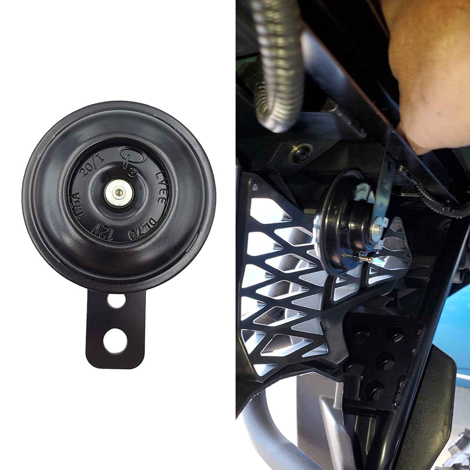 1 PC Motorcycle Round Horn, 2.5" x 3.7" 12V Super Loud Safety Warning Horn, Iron Waterproof Rust-proof Strong Penetrating Horn, Universal Modified Loudspeaker for Motorcycles Scooters (Black)