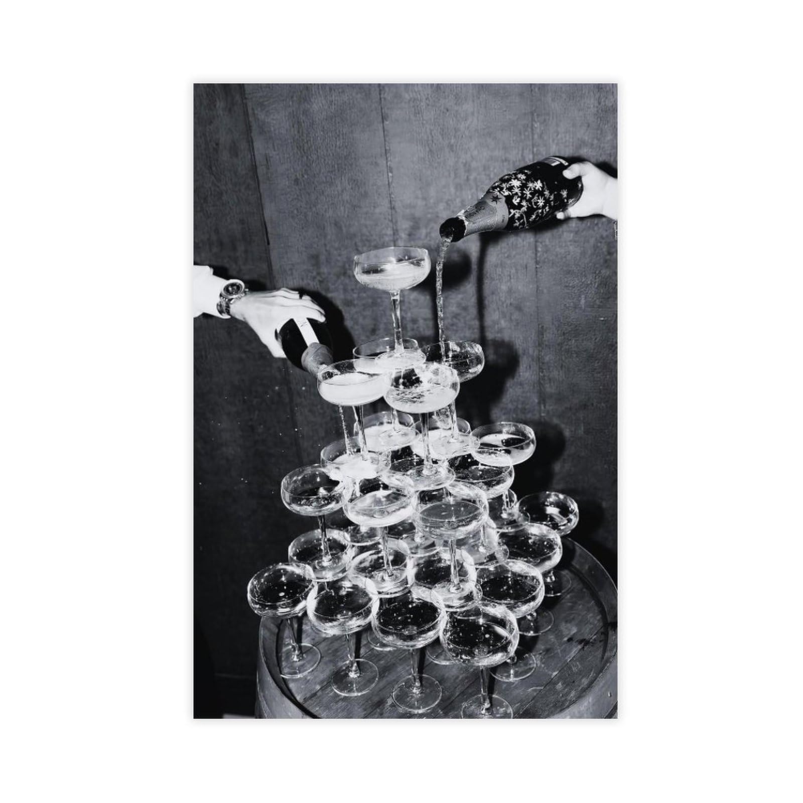 Ywtjax Unframe-Style Champagne Tower Poster Canvas Poster For Office Decor Gift