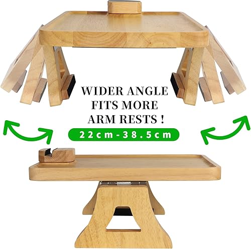 Miniatura 3 de TISEMENT Bandeja de sofá para sofá ancho, brazo de sofá con clip de 15 x 9.8 pulgadas con soporte giratorio de 360, espacio de ensanchamiento de