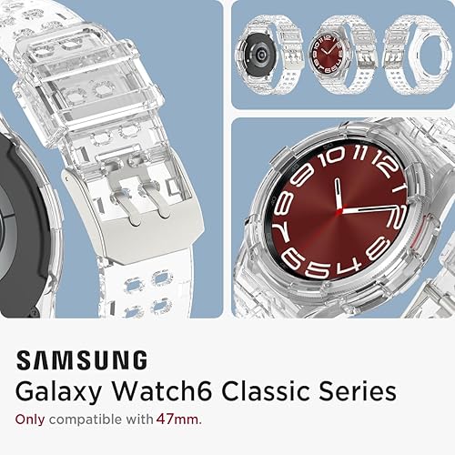 Miniatura 8 de Miimall Funda con correas para Samsung Galaxy Watch 6 Classic 1.693 in Band Bumper TPU Correa deportiva de repuesto completo para Galaxy Watch 6