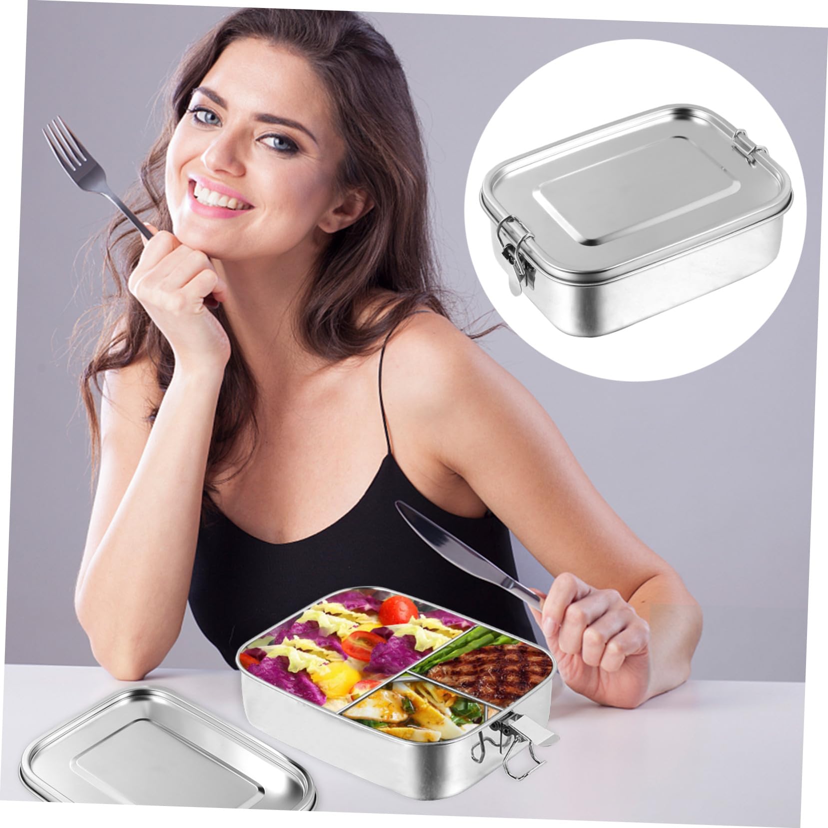 Boîte à Bento à 3 Compartiments Présent Rentrée 1,2l Acier Inoxydable