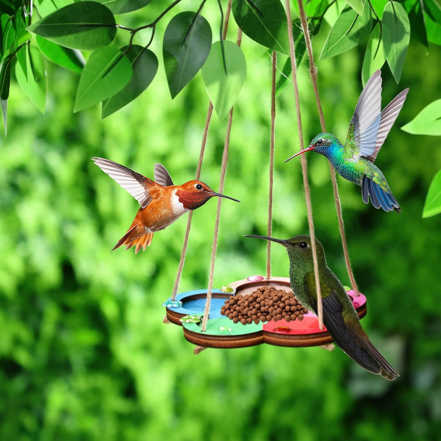 DoubleFill 24 Pcs DIY Bird Feeder Craft Kits for Kids, Flower Wooden Bird Feeders with Watercolor & Acrylic Diamonds for Fall Art Activity & DIY Project