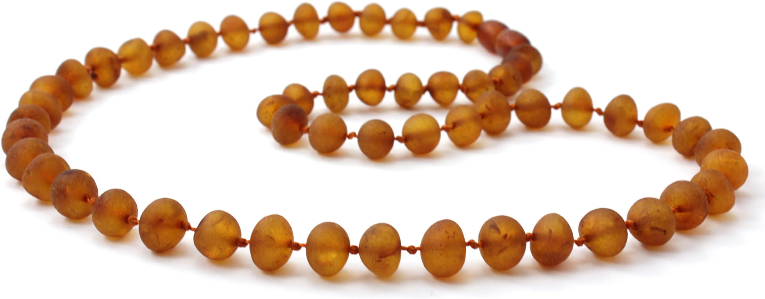 Raw Baltic Amber Adult Necklace - Cognac Colour - Size 45 cm (Men and Women) - Unpolished Baroque Shape Amber Beads - AmberStones (45 cm)