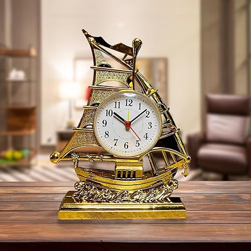 Miniatura 4 de KLKCMS Reloj despertador, adorno de escultura de vela, reloj de escritorio para el hogar, relojes de mesa para sala de estar, cocina, oficina,