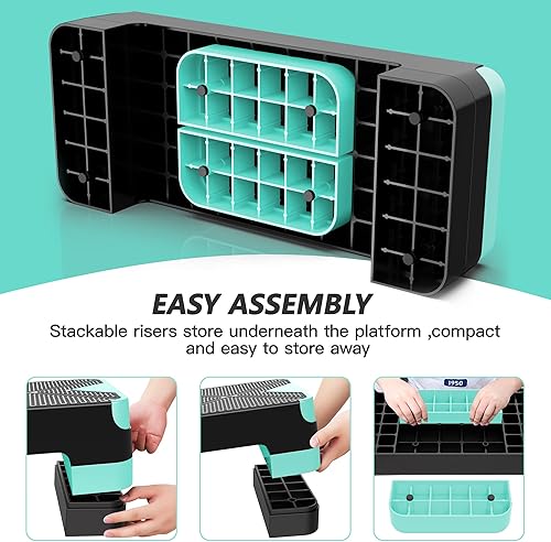 Vista 5 de Escalón de ejercicio aeróbico, escalón aeróbico ajustable para ejercicio, plataforma de entrenamiento para escalonar, plataforma de pasos de 26.5