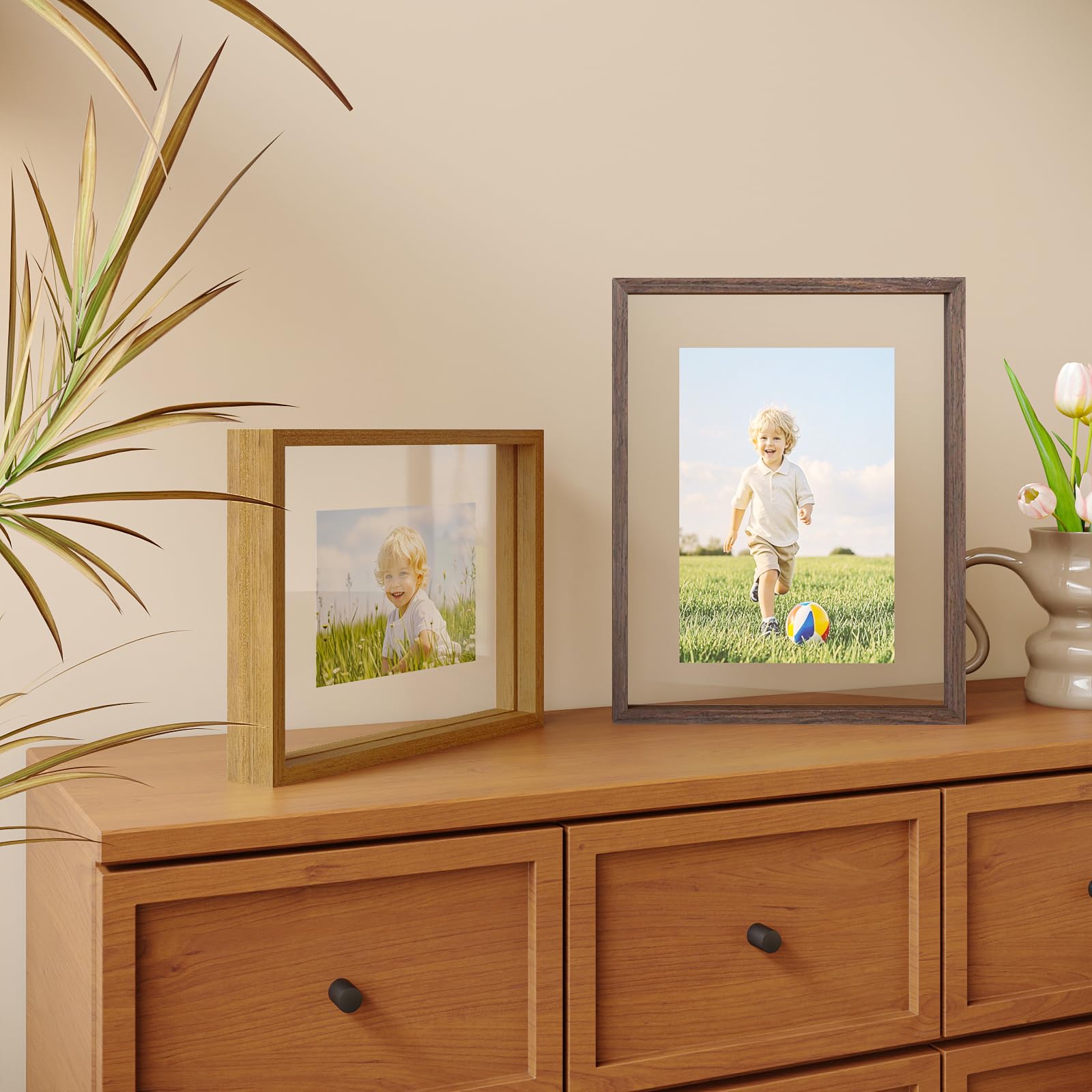 Snapklik.com : 11x14 Floating Frames Set Of 2, Double Plexiglass ...
