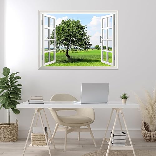 wall26 Adhesivo de pared extraíblemural de pared Spring on The Plains Creative Window View Wall Decor - 36 x 48 pulgadas