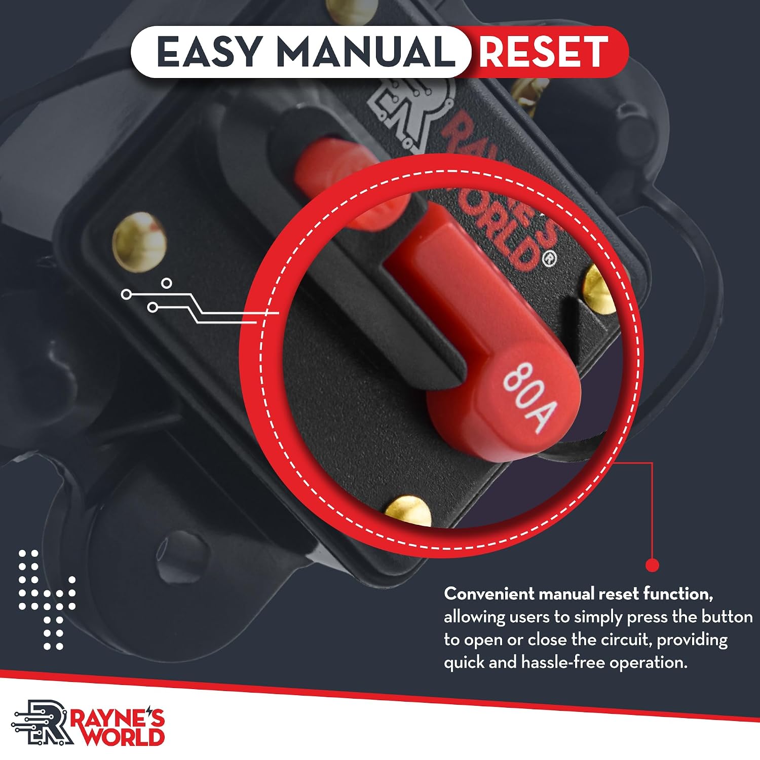 80 Amp 12V-48V DC Waterproof Circuit Breaker & Connection Kit image 4