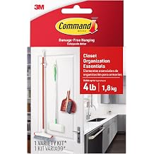 Command Closet Organization Essentials, 3 Hooks, 4 Strips