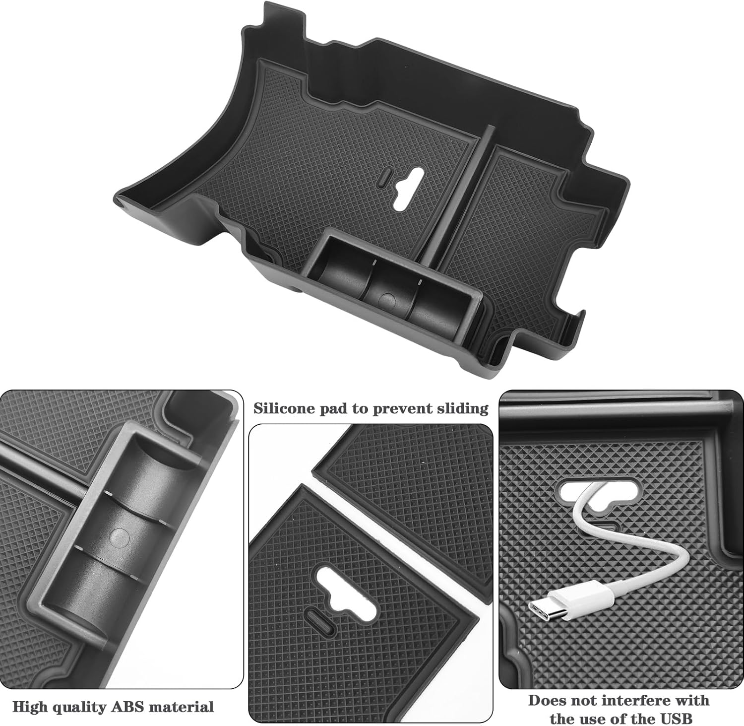 ABS Center Console Organizer Compatible with Honda Civic 10th 2016-2021 Armrest Storage Box Interior Accessories Embedded Storage Armrest Box
