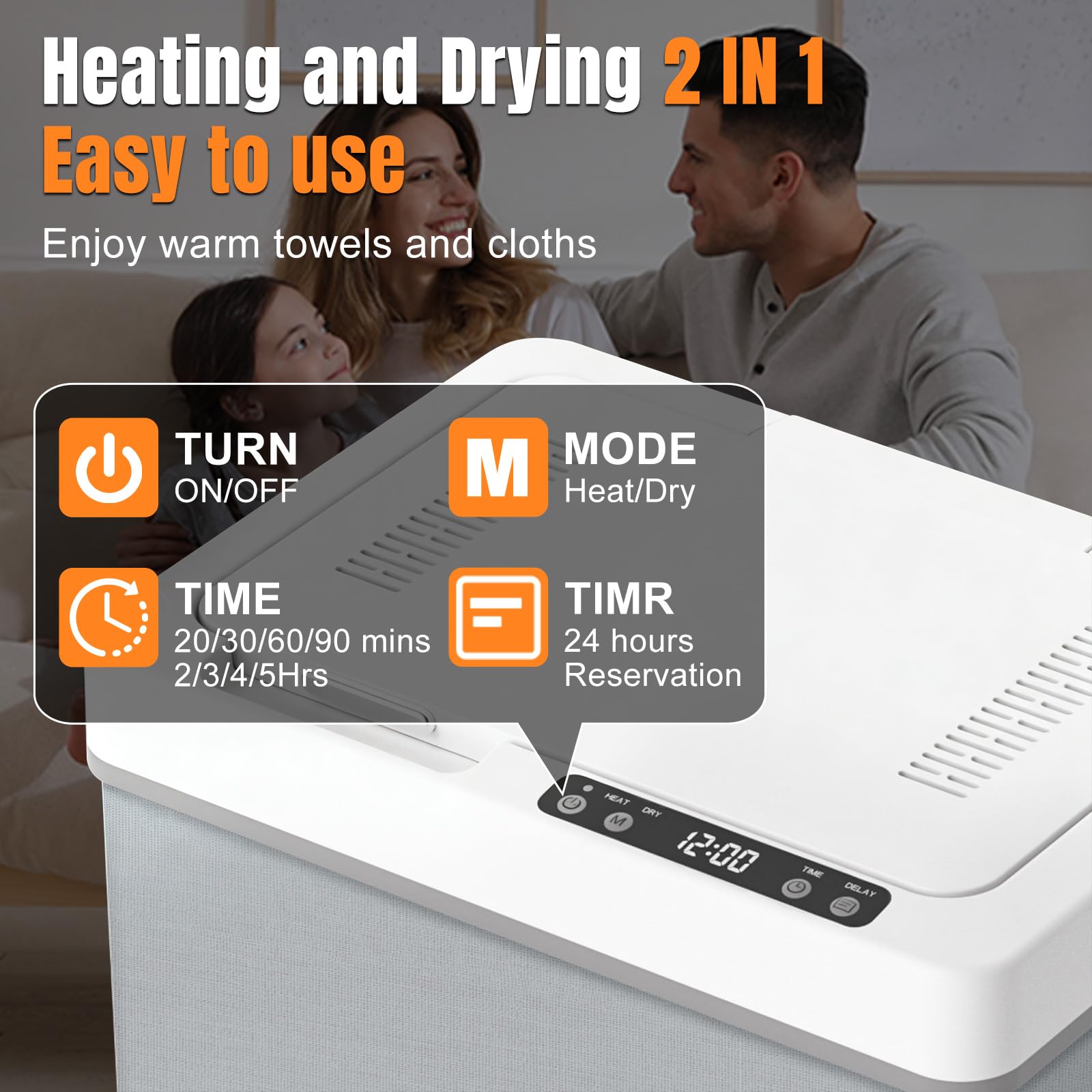 Scaldasalviette Elettrico 35L con Timer, Scalda Asciugamani a Grande capacità e Pieghevole, Secchiello Verticale per Asciugatura Asciugamani con Funzione di Prenotazione