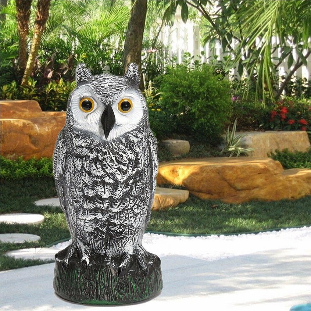 5 set grande gufo finto esca caccia deterrente uccello piccione gatto corvo testa dritta spaventapasseri giardino patio controllo parassiti ornamenti