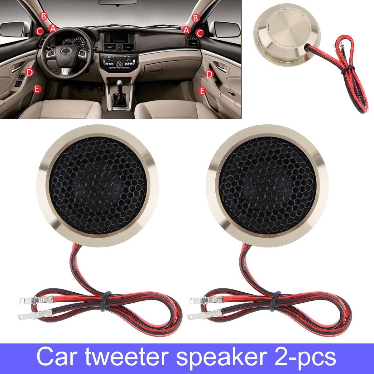 Silk Dome Tweeters, 2pcs 1.5 Inch 250W Q25 Aluminum Alloy High Efficiency Mini Dome Tweeter Speakers for Car Audio System, Bronze