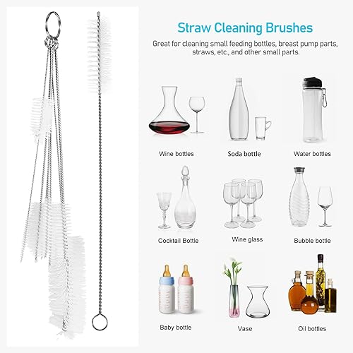 Miniatura 2 de Lurrose 18 cepillos limpiadores de pajitas extra cepillo de limpieza de tubo para botellas, pajitas, tuberías, fregaderos y cubierta de taza