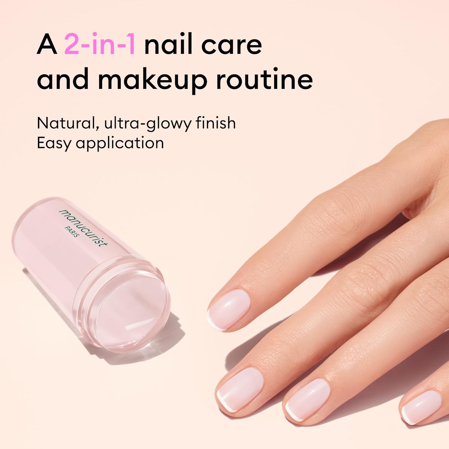 French Manicure Kit by Manucurist - Active™ Glow Raspberry, Green™ Crème Nail Polish, Mani Stamper, Green™ Gel-like Top Coat - French Manicure Set