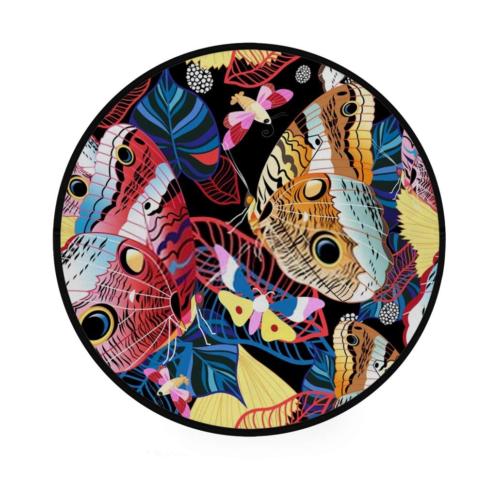 Paillasson rond antidérapant avec papillons colorés pour l'intérieur et la cuisine