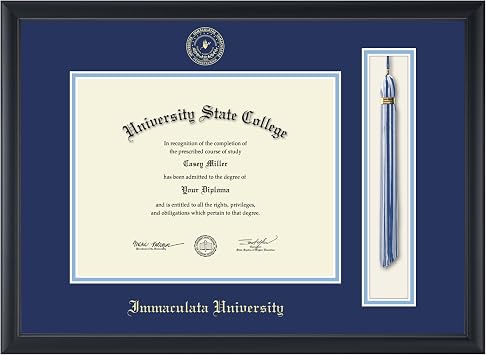 Immaculata Tassel & Cord Diploma Frame, 8.5 X 11, Obsidian, Seal