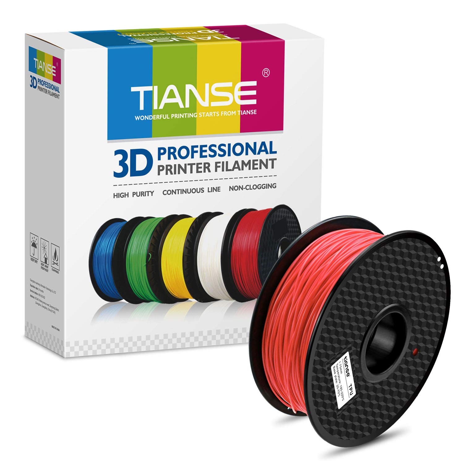 Free Shipping Over $50 TIANSE TPU 98A Flexible 3D Printer Filament Coral Red, 1.75mm Diameter Tolerance +/- 0.03 mm, 2.2lb Spool Black Friday - 70% OFF TIANSE TPU 98A Flexible 3D Printer Filament Coral Red, 1.75mm Diameter Tolerance +/- 0.03 mm, 2.2lb Spool
