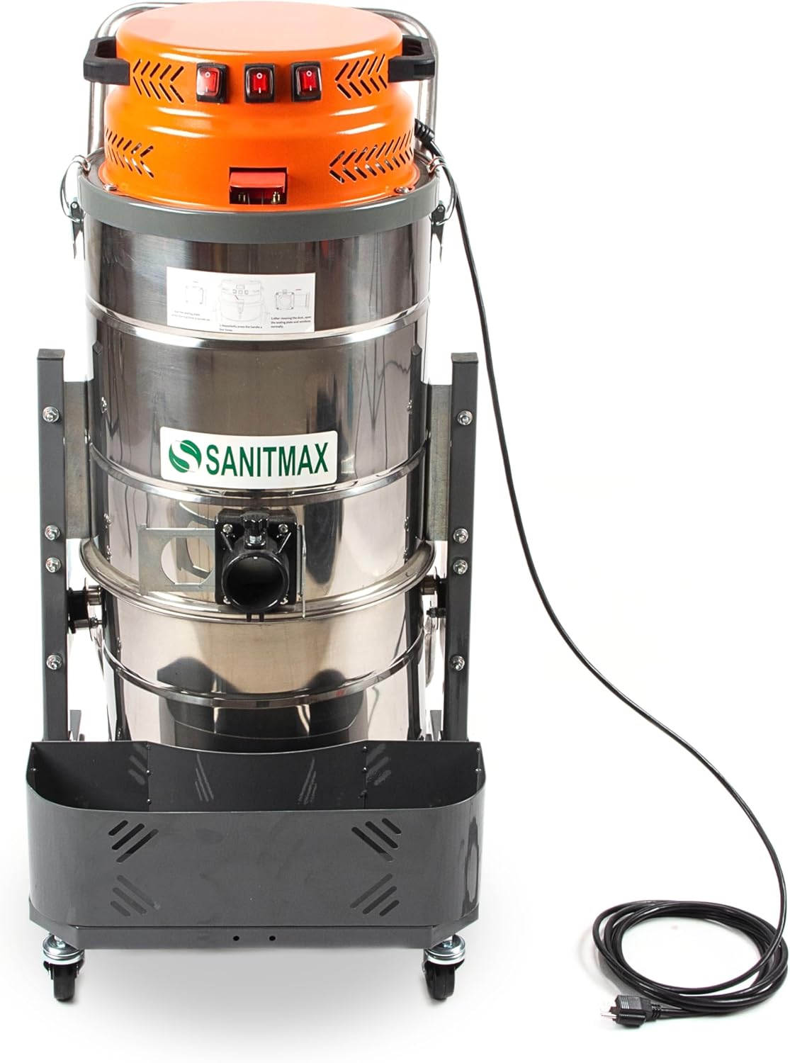 Industrial Wet-Dry Vacuum Cleaner, 3600W Triple Motor, 19-Gal Stainless Tank, HEPA Filtration, 211.9 CFM, Manual Filter Cleaning, Commercial Vacuum for Factories, Warehouses & Workshops