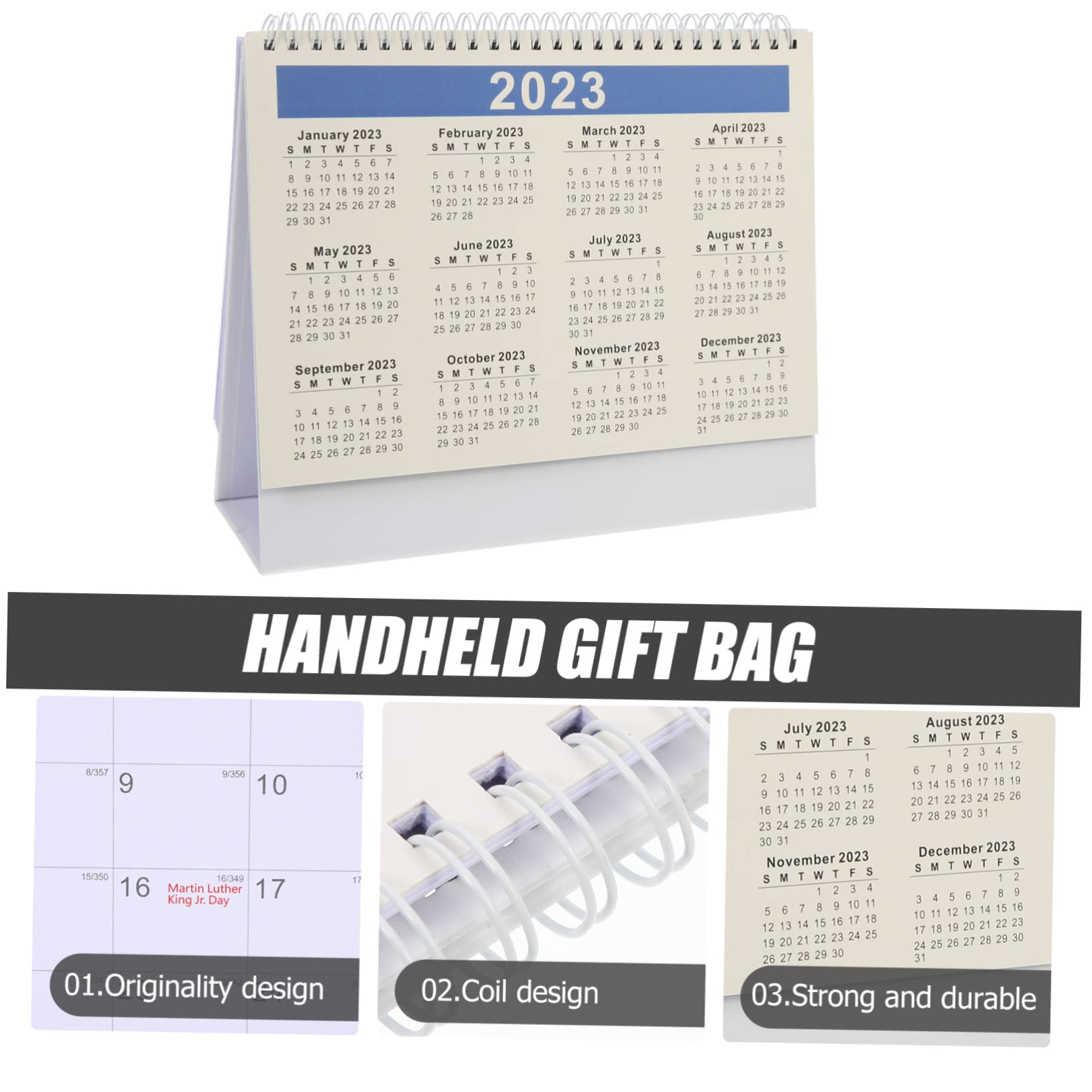 STOBOK 5stücke Monatlicher Desktop-kalender Stilvoller Aufstellbarer Kalender Für Home Office Und Schule Spiralbindung Und Faltbarem Standfuß Für Planung Und Organisation