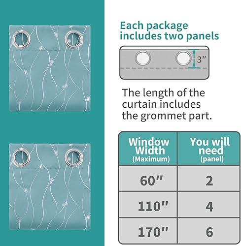 Miniatura 7 de BGment - Cortinas para oscurecer la habitación de 84 pulgadas de largo, con ojales y aislamiento térmico, cortinas opacas con estampado de línea