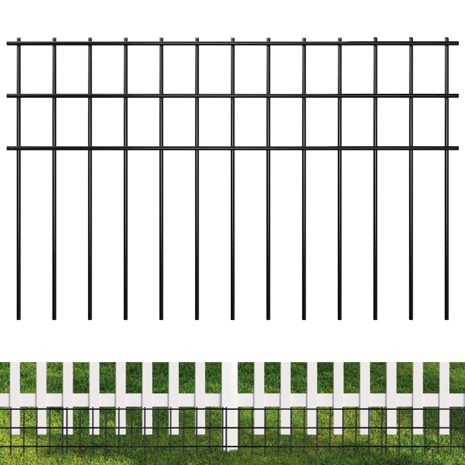 20Pack No Dig Animal Barrier Fence, Dog Digging Fence Barrier, 24x15-inch, Under Fence, for Outdoor Small/Meduim Animal, Decorative Garden Fencing, Easy to Install, Black